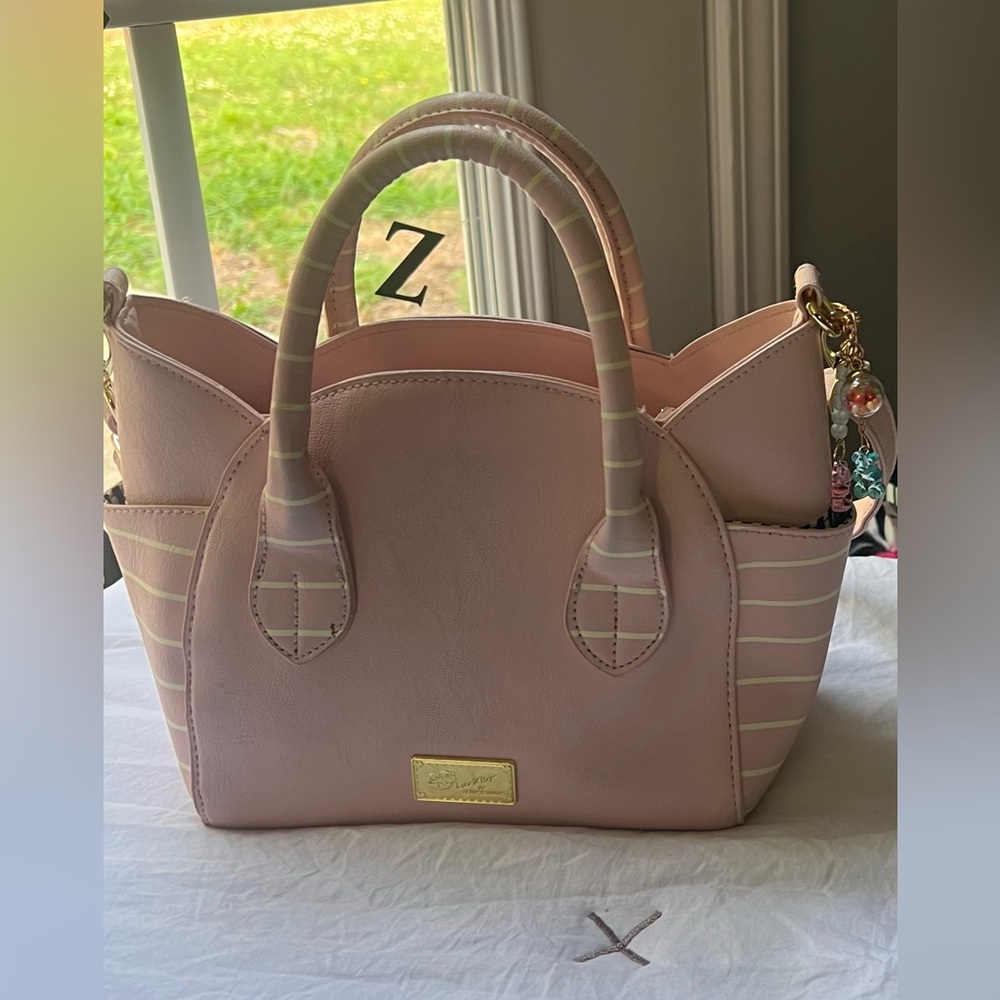 BETSEY JOHNSON: Small Pink Satchel & Crossbody Purse Striped Cat Ears Girls Bag